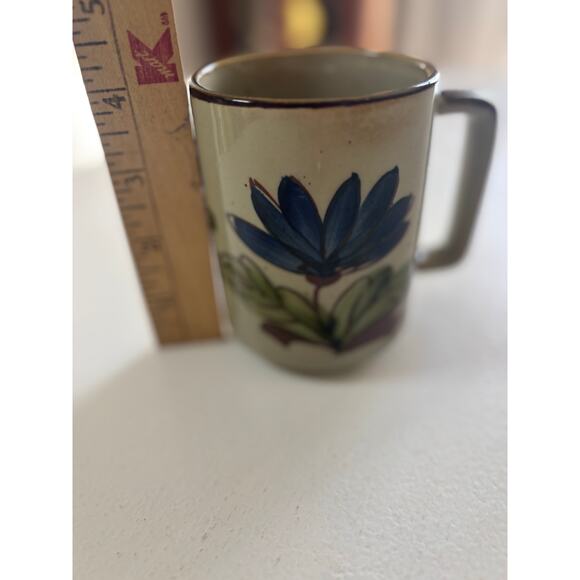 Handmade studio pottery stoneware rustic mugs blue geometric speckle glaze - Picture 12 of 12